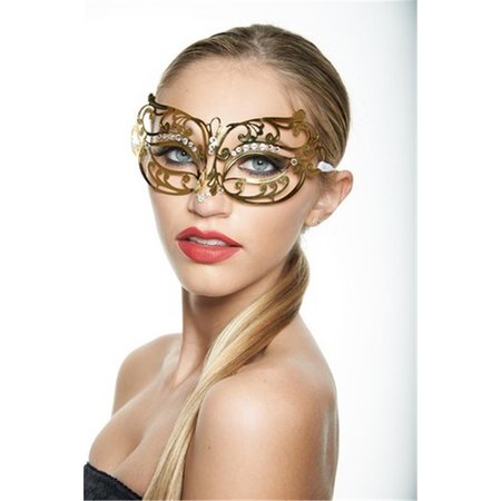 KAYSO Gold with Clear Rhinestones Luxury Flora Laser Cut Masquerade Mask One Size BB007GD